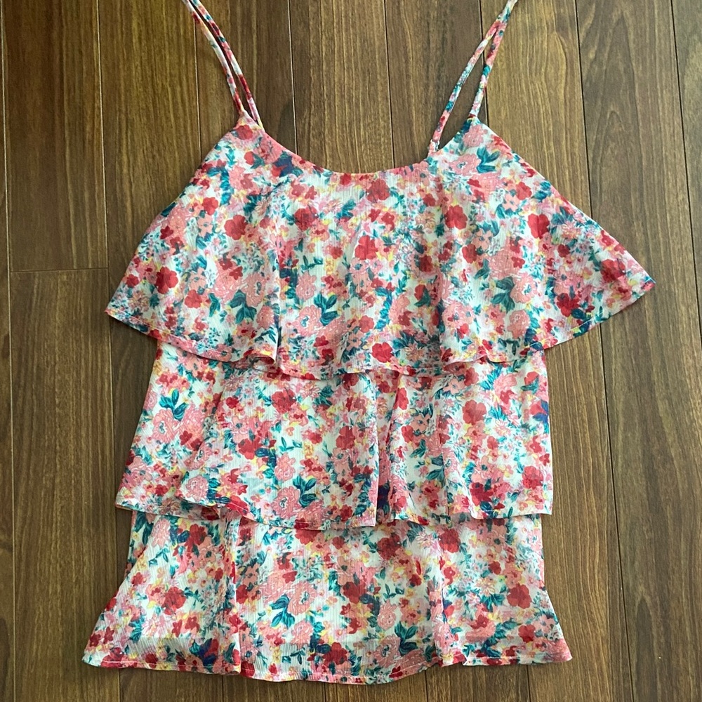 Candie's Pink Floral Layered Camisole